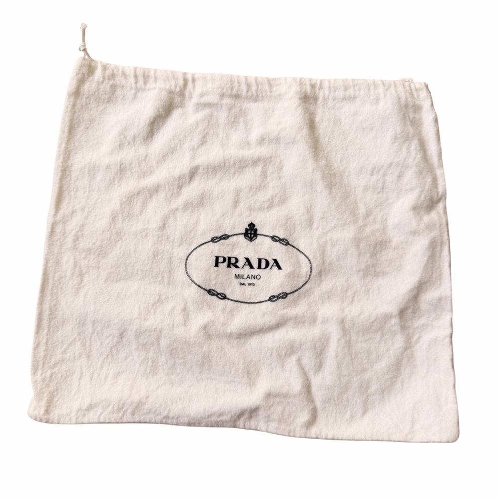 Prada Cream Drawstring Logo Dust Bag with navy blue Print